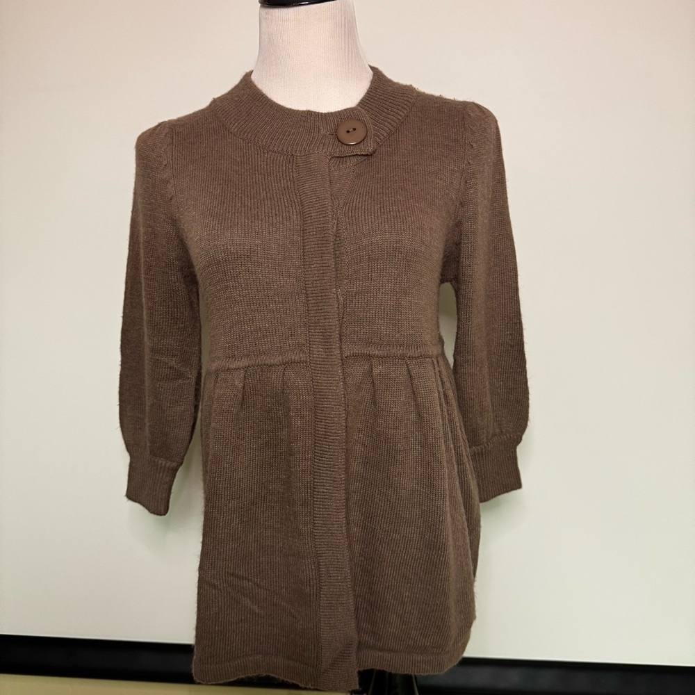 Vertigo Paris Brown Knit Cardigan with Button Detail